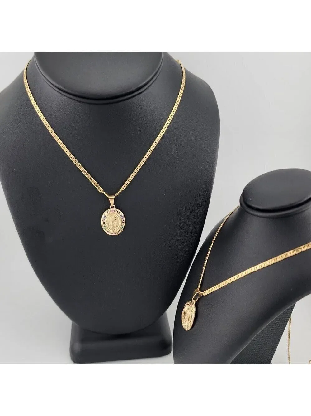 Brand New Brazilian 18k Gold Filled Virgen de Guadalupe Necklace